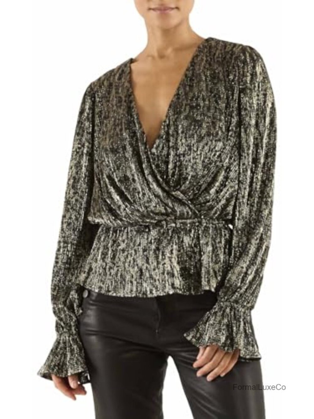 Printed Lame Tank Top Sleeveless Party Blouse
